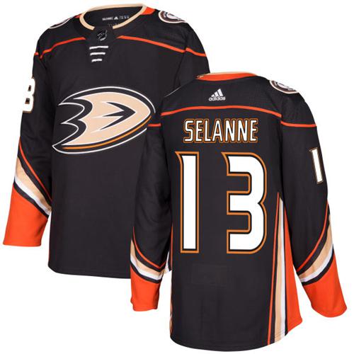 Adidas Men Anaheim Ducks 13 Teemu Selanne Black Home Authentic Stitched NHL Jersey